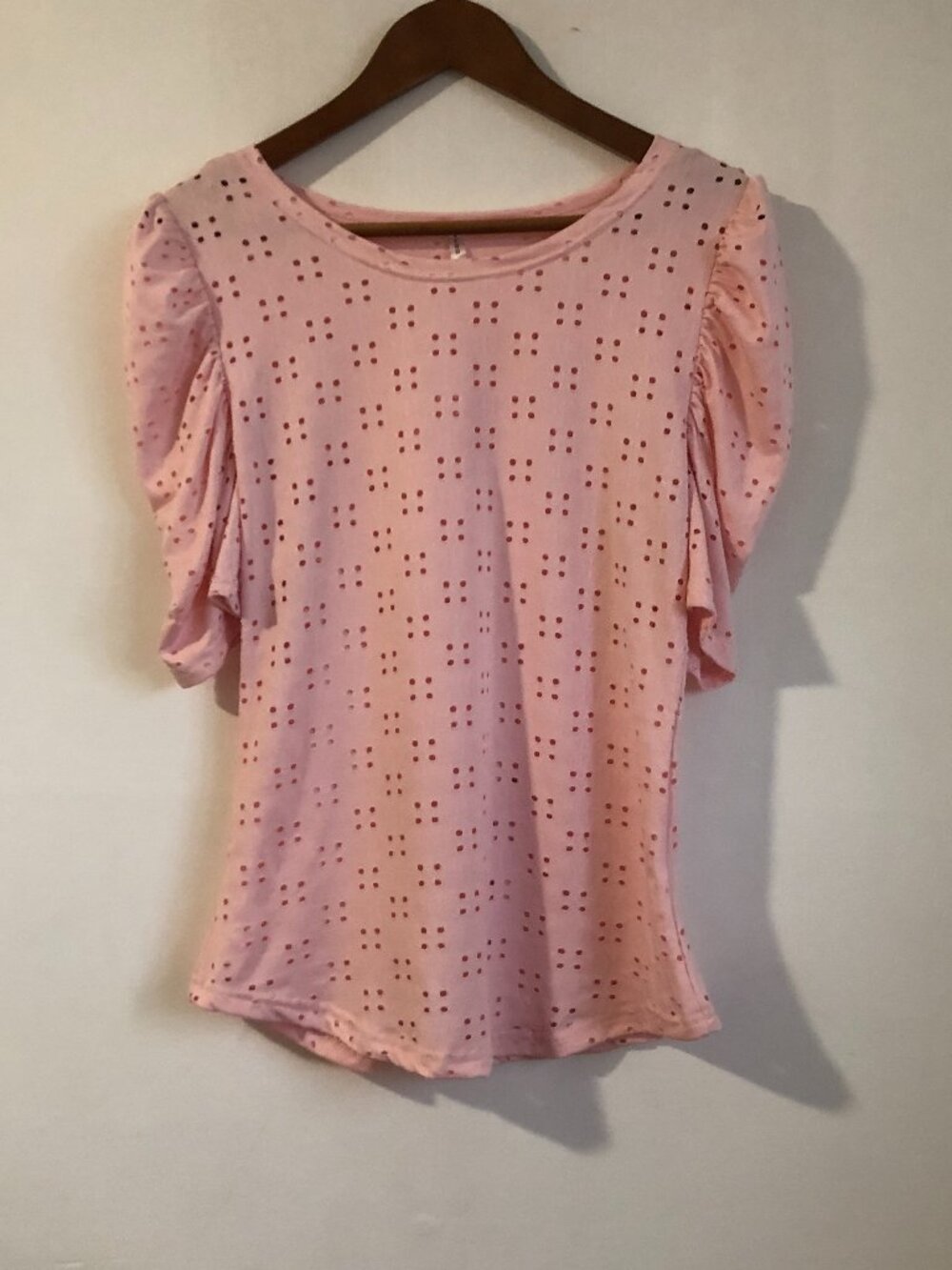 Pink Eyelet Short-Sleeve Top Juniors Large